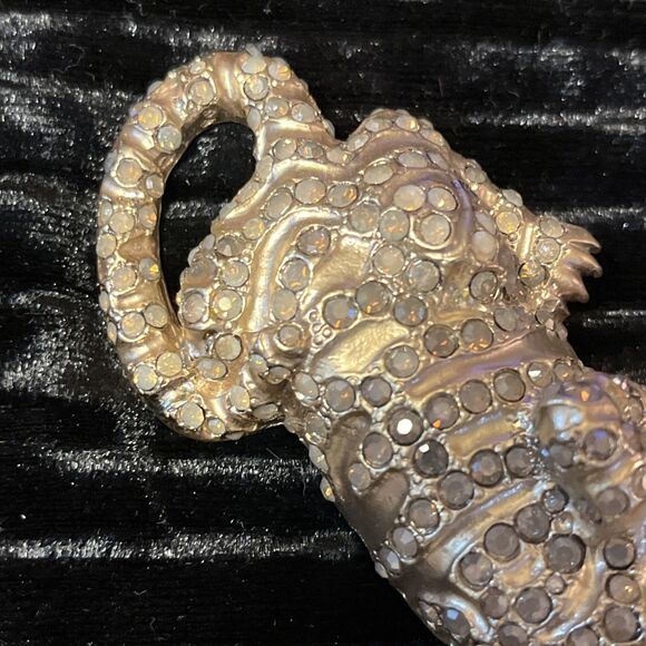 Vintage Gold Tone Big Cat Stalking Panther Cheetah Leopard Rhinestone Pin Brooch - Picture 5 of 9